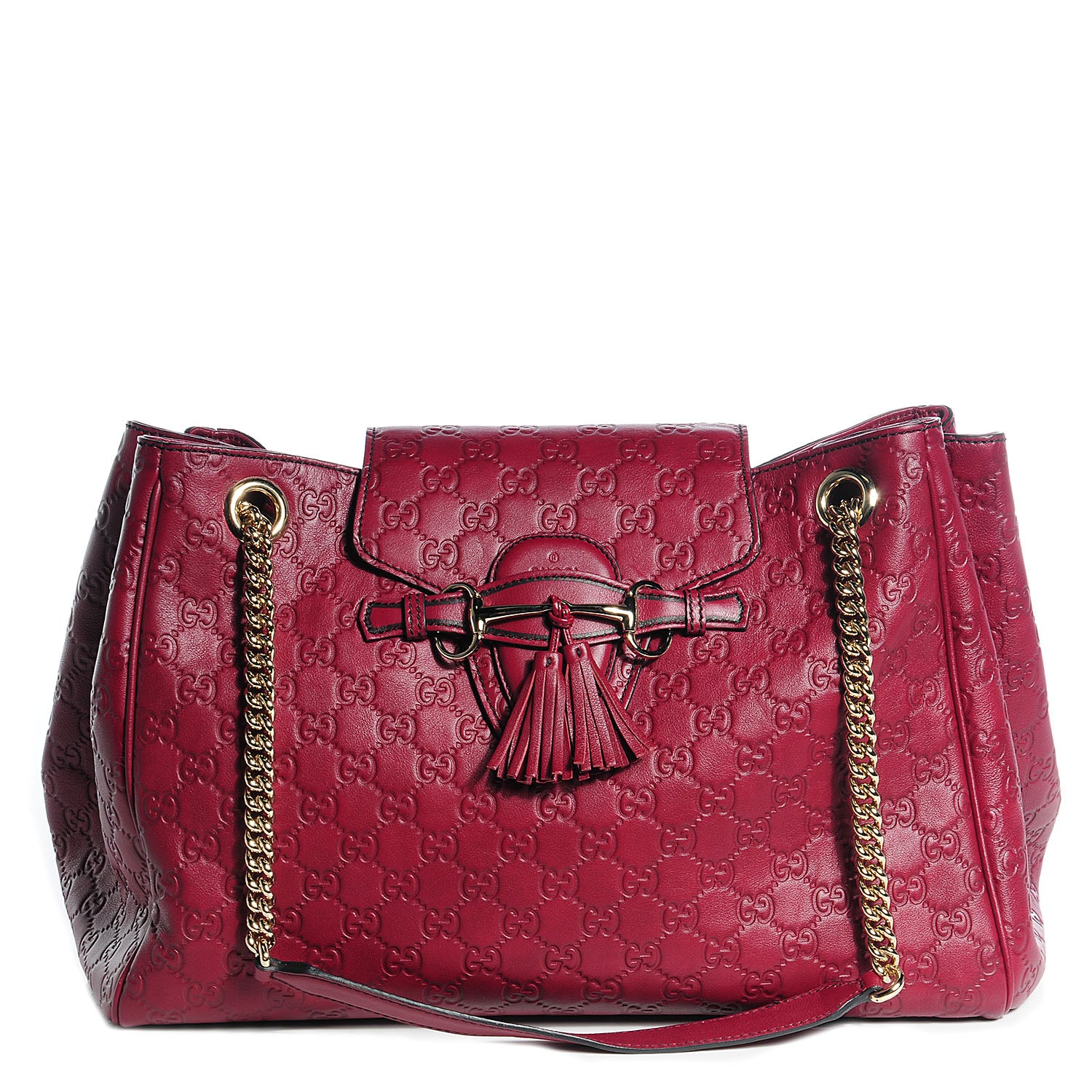 Gucci Soft Guccissima Medium Emily Shoulder Bag Classic Ruby 1 of 8