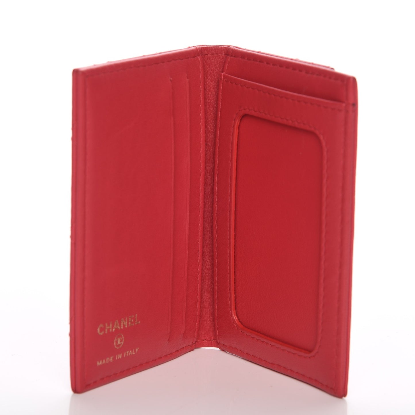 Lambskin Quilted Card Holder Wallet Dark Pink