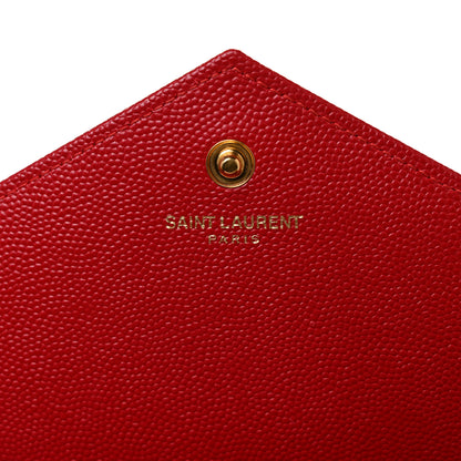 Saint Laurent Grain De Poudre Matelasse Chevron Monogram Chain Wallet Bandana Red 6 of 10
