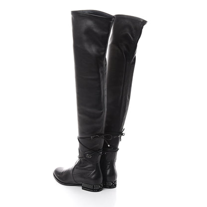 Christian Dior Nappa Studded Stellar Over The Knee Boots 36 Black 4 of 6