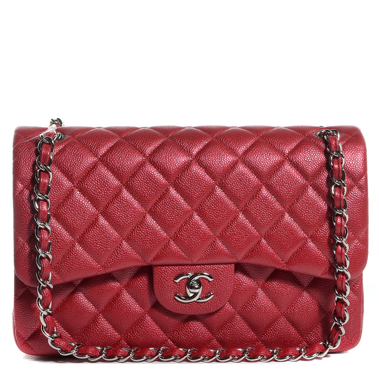 Chanel Pearly Caviar Jumbo Double Flap Dark Pink 1 of 9