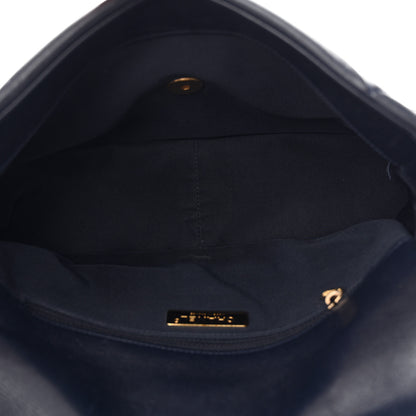 Chanel Goatskin Quilted Large Chanel 19 Flap Dark Blue 5 of 10