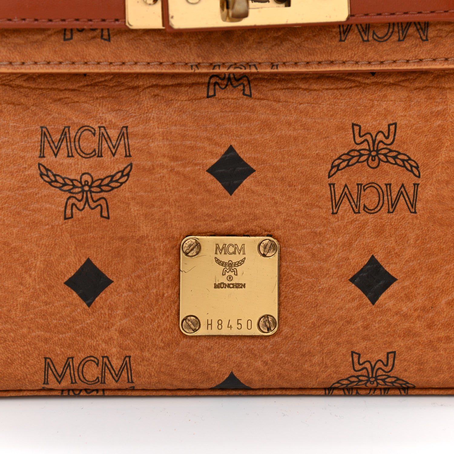 MCM Visetos Mini Heritage Top Handle Satchel Cognac 7 of 16
