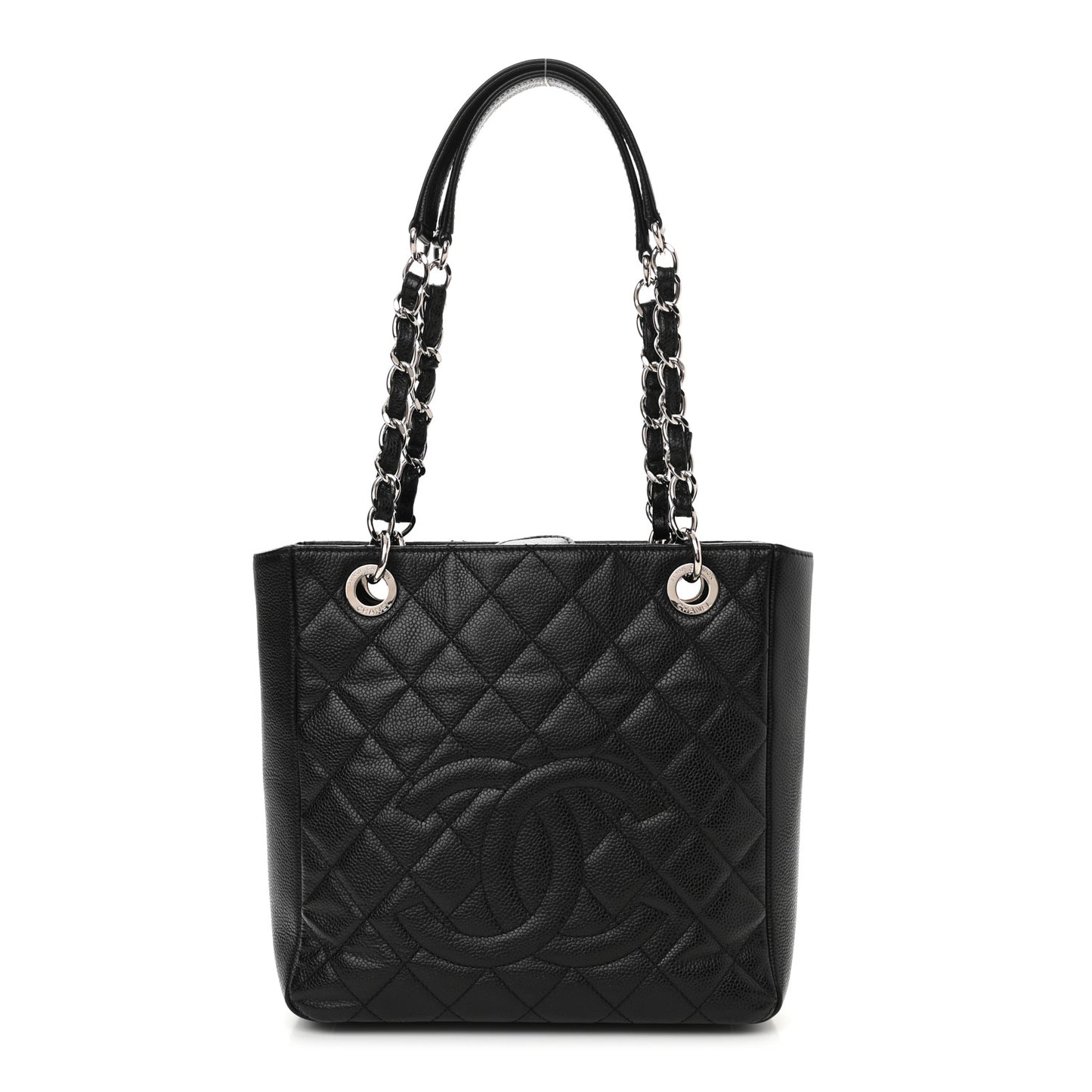 Caviar Quilted Petit Shopping Tote PST Black