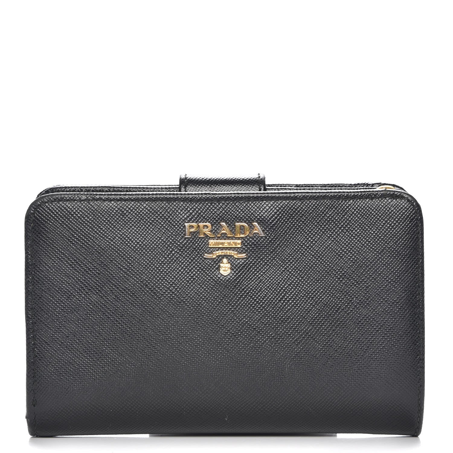 Prada Saffiano Compact Wallet Nero Black 1 of 9