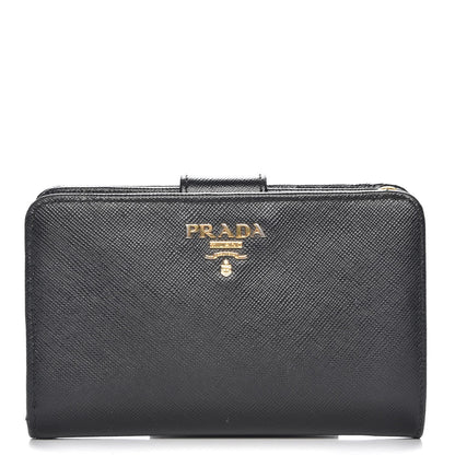 Prada Saffiano Compact Wallet Nero Black 1 of 9