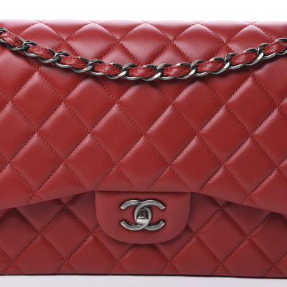 Chanel Lambskin Quilted Jumbo Double Flap Red 8 of 13