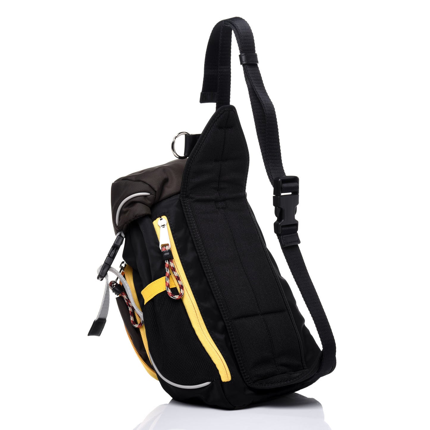 Nylon Medium Leo Sling Bag Black Yellow Grey