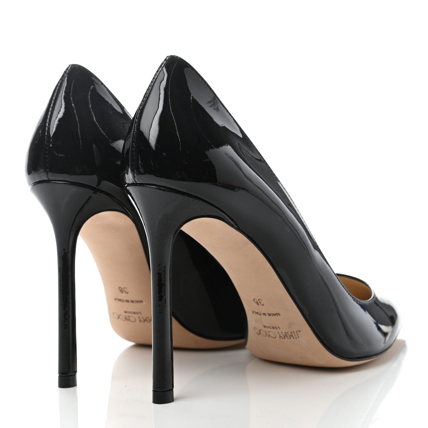 Jimmy Choo Patent Pointy Toe Romy 100 Pumps 38 Black 4 of 7