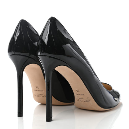 Jimmy Choo Patent Pointy Toe Romy 100 Pumps 38 Black 4 of 7