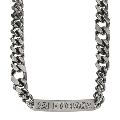 Balenciaga Brass Plate Twist Necklace Antique Silver 1 of 4
