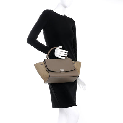 Celine Drummed Calfskin Suede Small Trapeze Souris 3 of 8