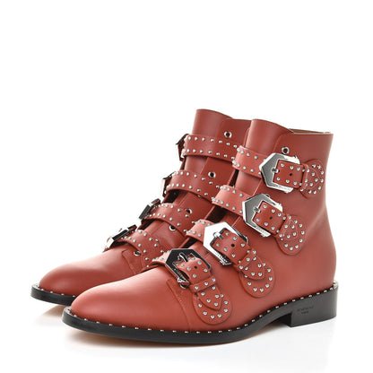 Givenchy Calfskin Studded Prue Buckle Bootie 38.5 Cognac 3 of 10