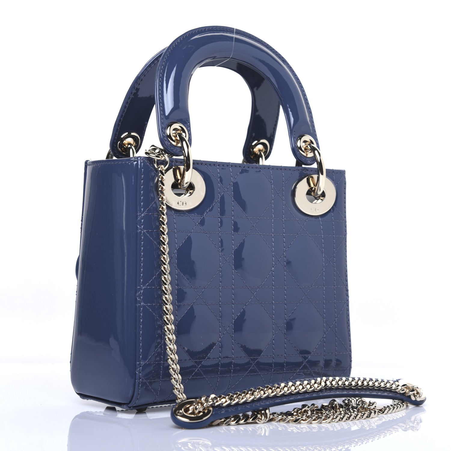 Christian Dior Patent Cannage Mini Lady Dior Denim Blue 3 of 11