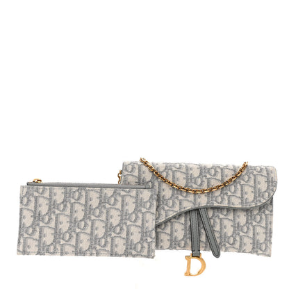 Christian Dior Oblique Saddle Chain Long Wallet Grey 1 of 10