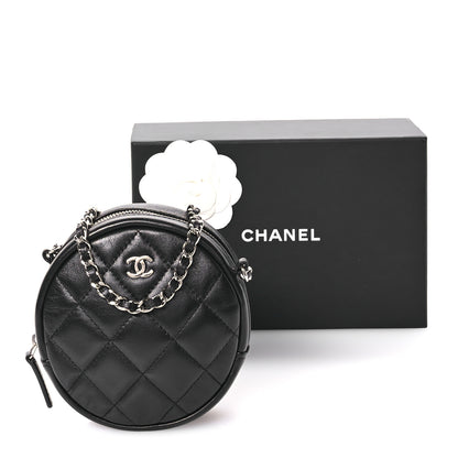 Chanel Lambskin Quilted Round Clutch With Chain Black 11 of 11