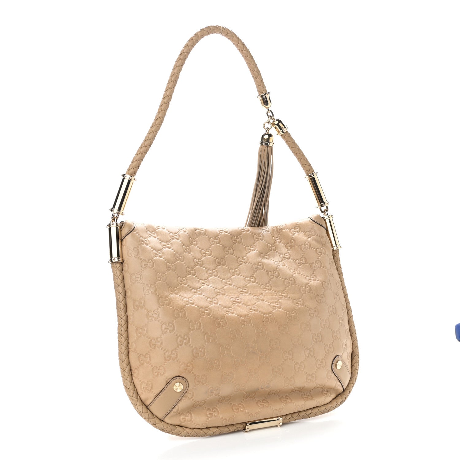 Gucci Guccissima Medium Britt Tassel Shoulder Bag Beige 3 of 11