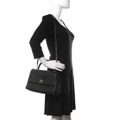 Chanel Caviar Chevron Quilted Small Coco Handle Flap Black 2 of 11