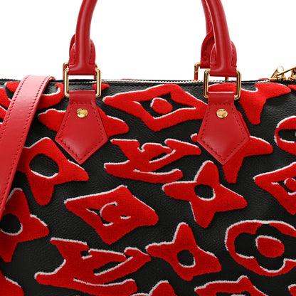 Louis Vuitton X UF Tufted Monogram Speedy Bandouliere 25 Black Red 7 of 9