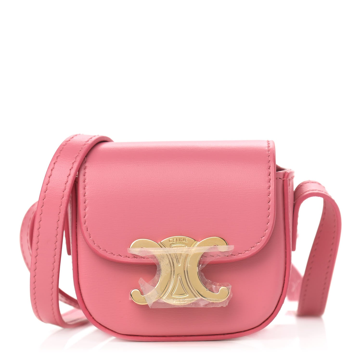Celine Calfskin Triomphe Airpods Case With Strap Flamingo 919485