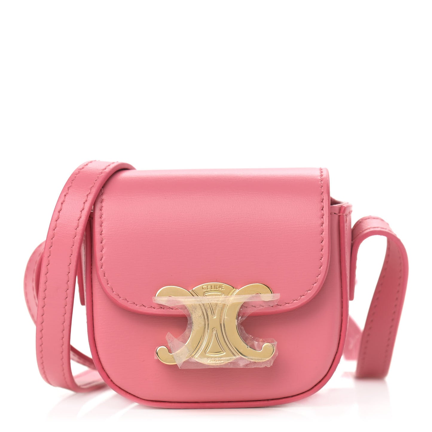 Calfskin Triomphe Airpods Case With Strap Flamingo