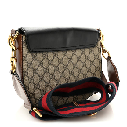 Gucci GG Supreme Monogram Web Medium Padlock Messenger Shoulder Bag Black 3 of 10