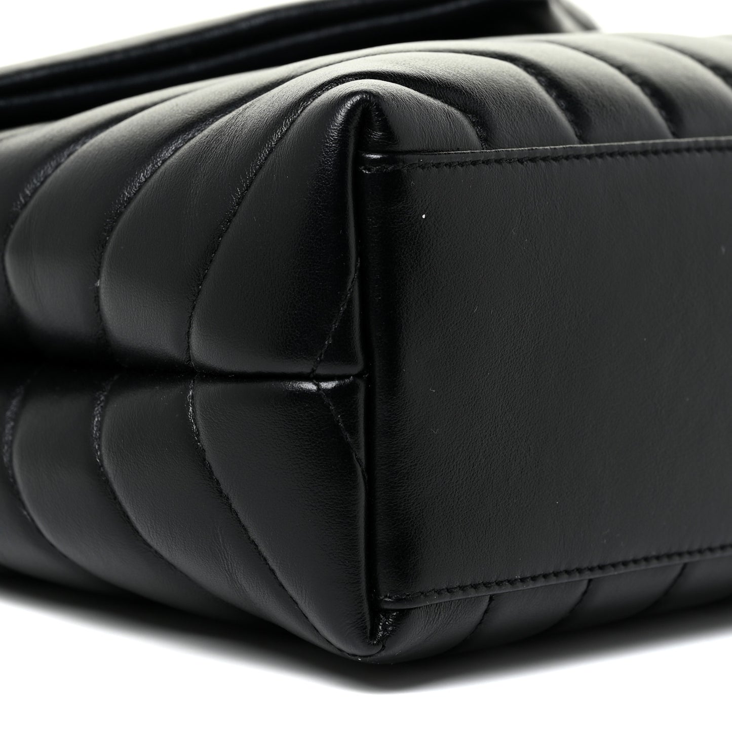 Calfskin Y Quilted Monogram Small Loulou Chain Satchel Black
