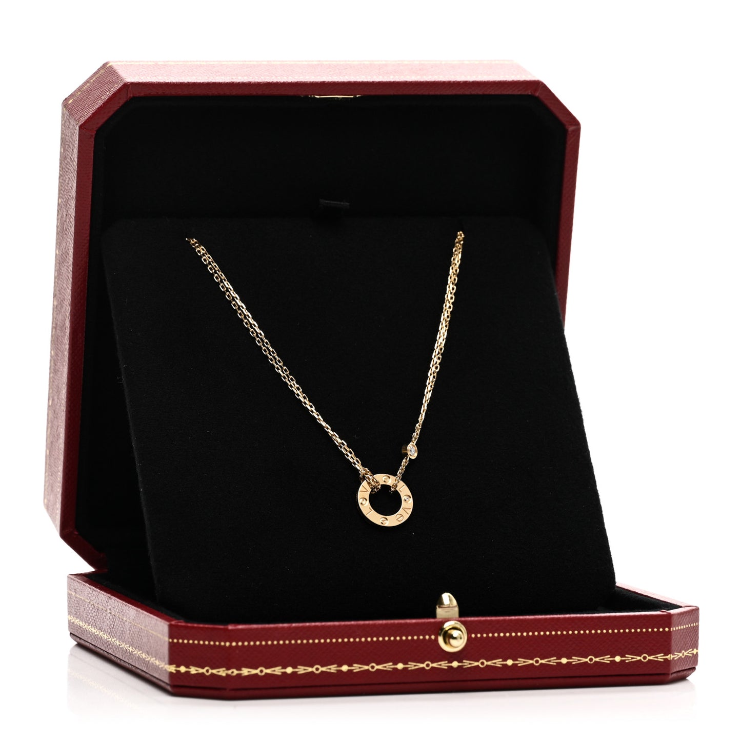 18K Yellow Gold 2 Diamond LOVE Necklace