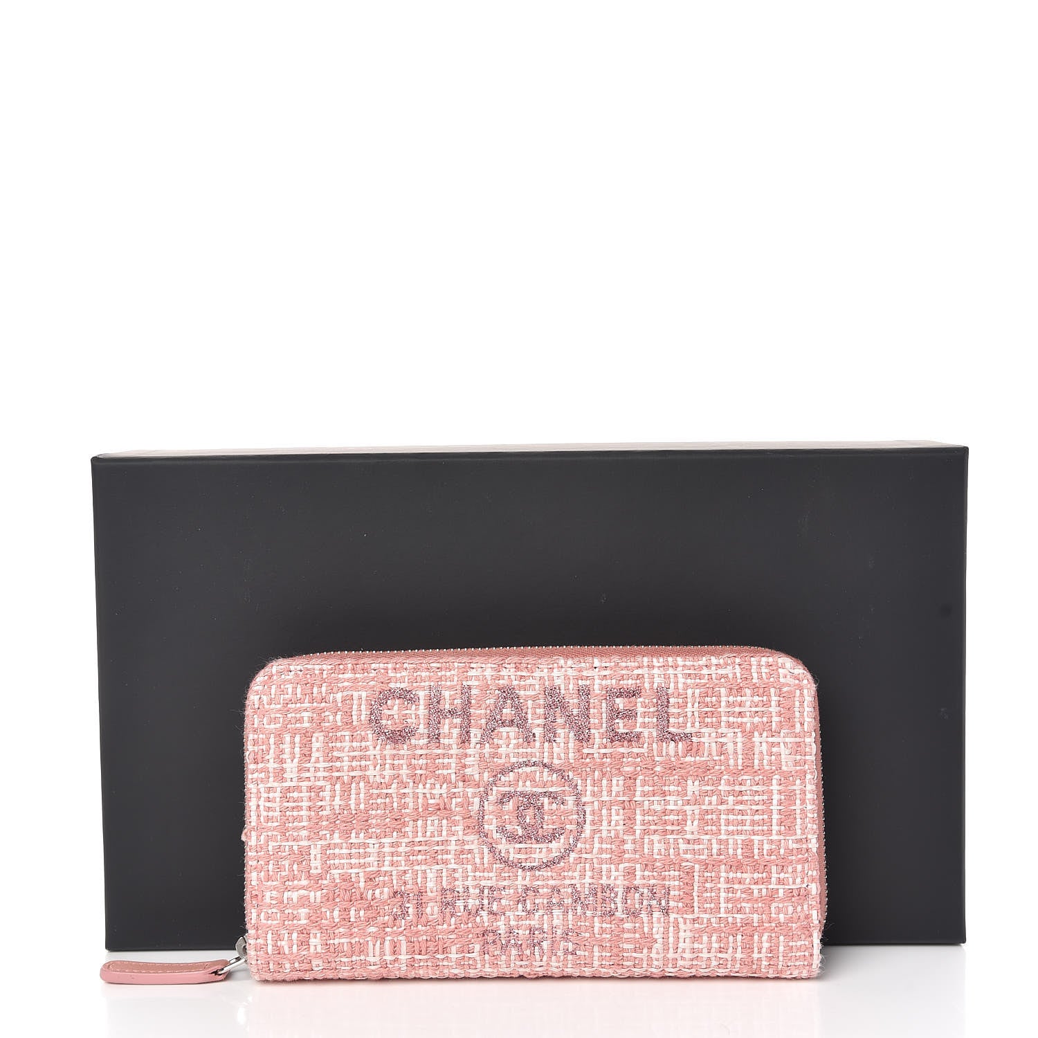 Chanel Lurex Canvas Deauville Medium Zip Around Wallet Pink 11 of 11