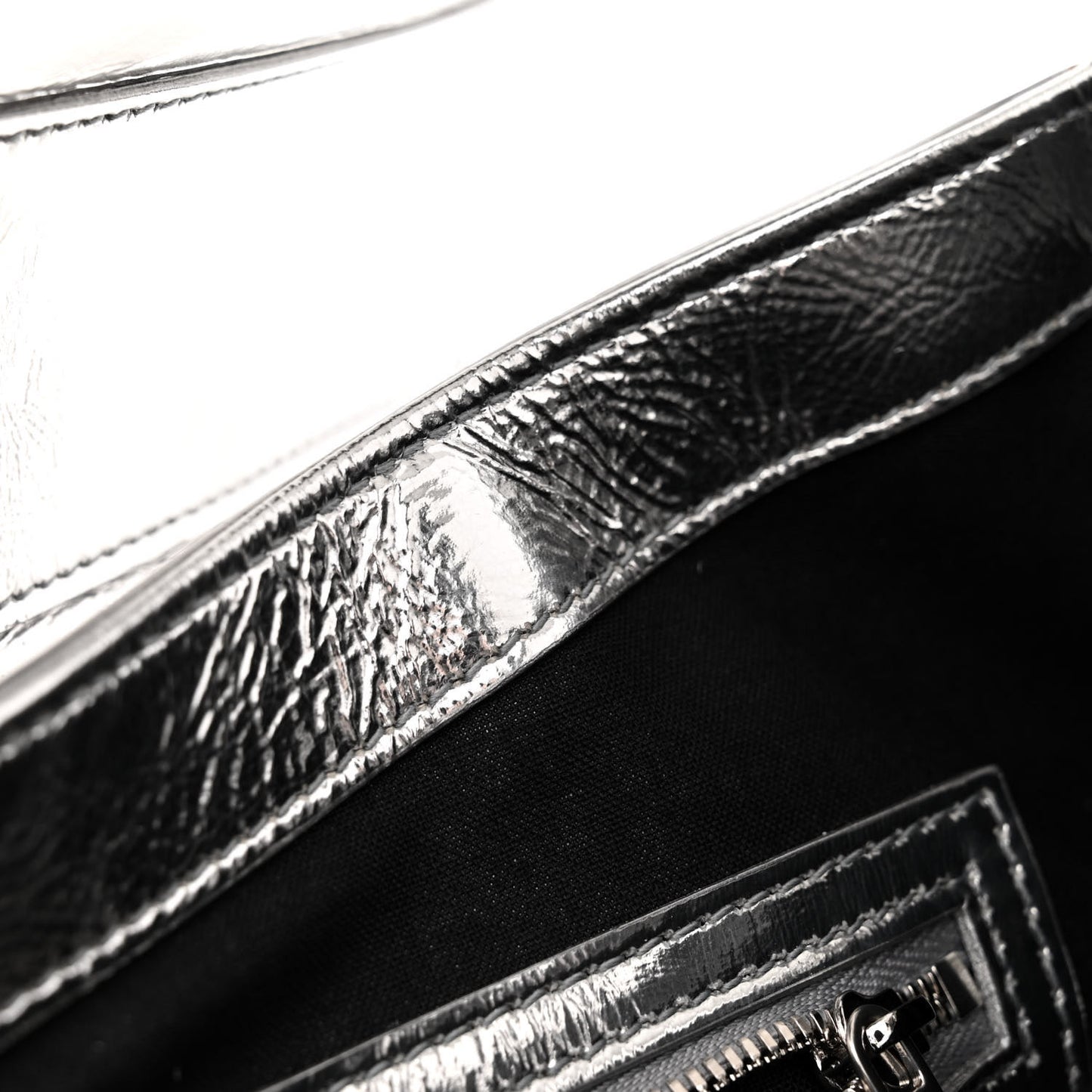 Smooth Metallic Calfskin Large Lindsay Shoulder Bag Silver