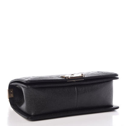 Chanel Caviar Chevron Quilted Medium Boy Flap Black 5 of 9