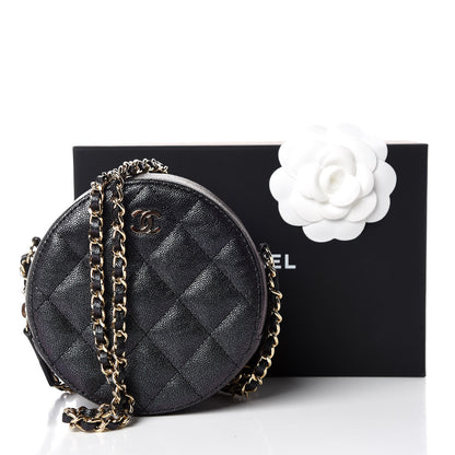 Chanel Iridescent Caviar Quilted Round Clutch With Chain Black 8 of 8