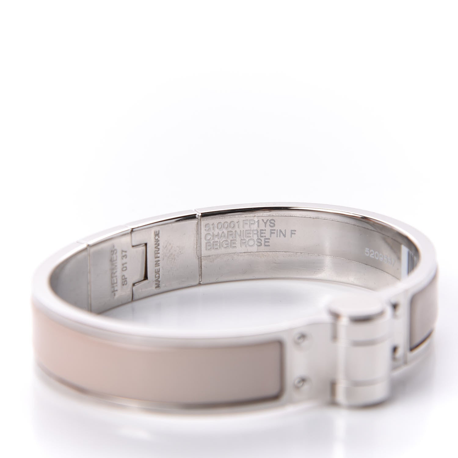 Hermes Enamel Charniere Uni Narrow Hinged Bracelet S Beige Rose 6 of 12