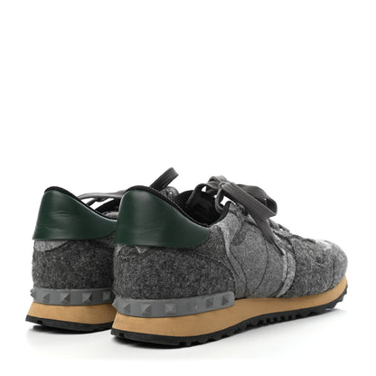 Valentino Garavani Felt Nappa Camouflage Mens Rockrunner Sneakers 41.5 Grey Green 4 of 4