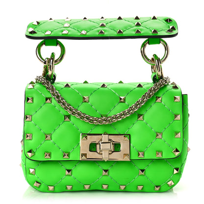 Valentino Garavani Calfskin Micro Rockstud Spike Shoulder Bag Fluo Green 1 of 8