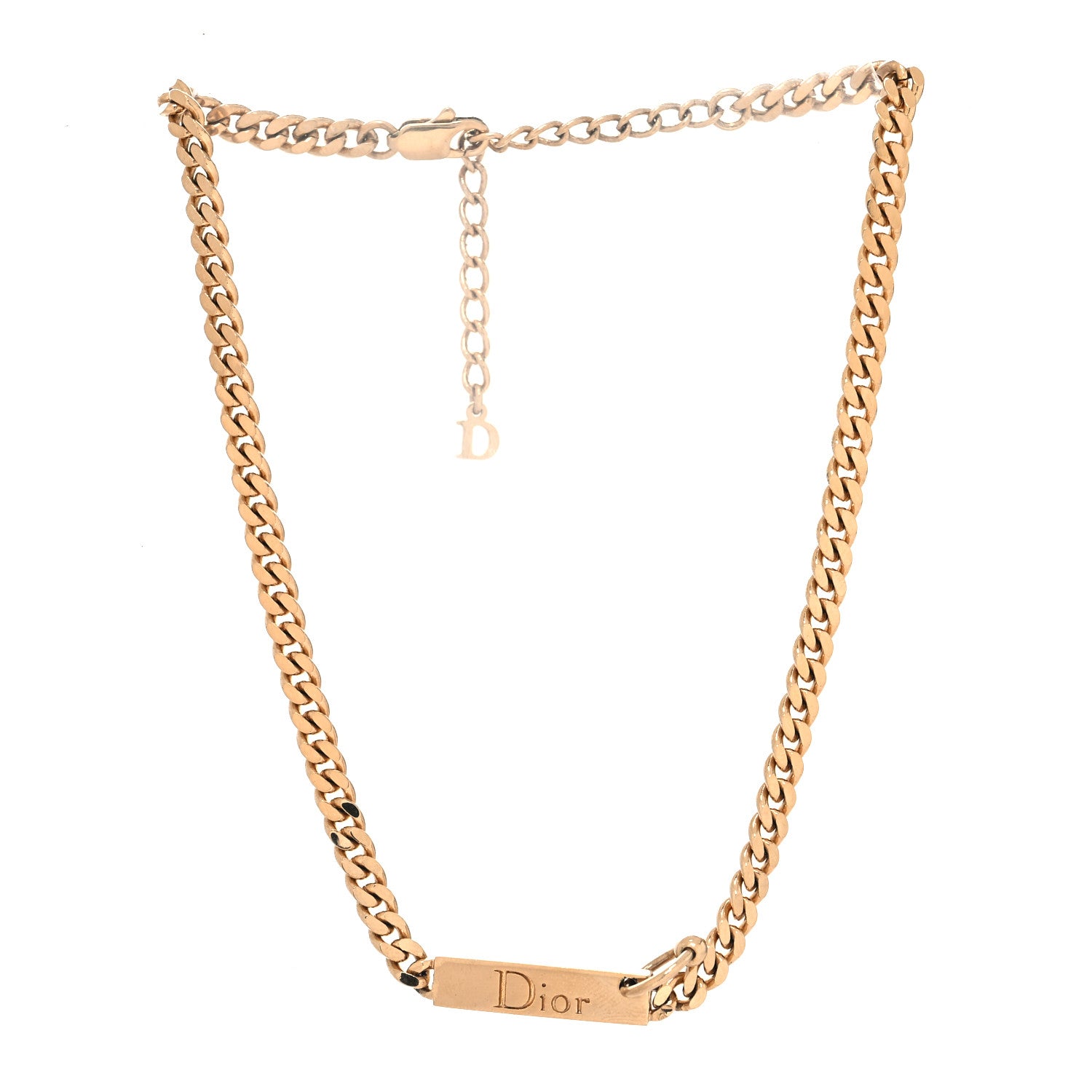 Christian Dior Logo Tag Necklace Gold 3 of 5
