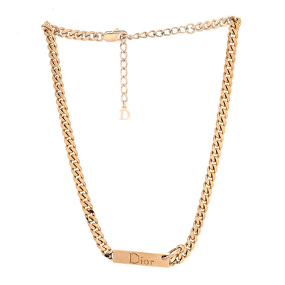 Christian Dior Logo Tag Necklace Gold 3 of 5