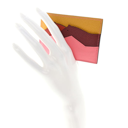 Hermes Epsom Evercolor Les Petits Chevaux Card Holder Ambre Brique Rouge H Rose Ete 2 of 9