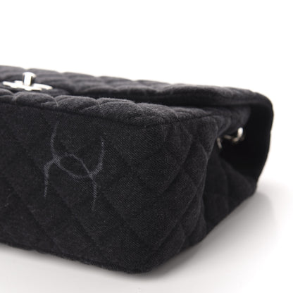 Chanel Denim Quilted CC Print Jumbo Single Flap Black 10 of 10