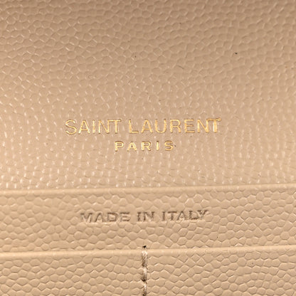 Saint Laurent Grain De Poudre Matelasse Chevron Monogram Chain Wallet Dark Latte 7 of 15