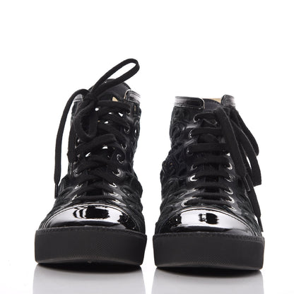 Chanel Patent Grained Goatskin Hollow Out Flower Sneakers 39.5 Black 2 of 12