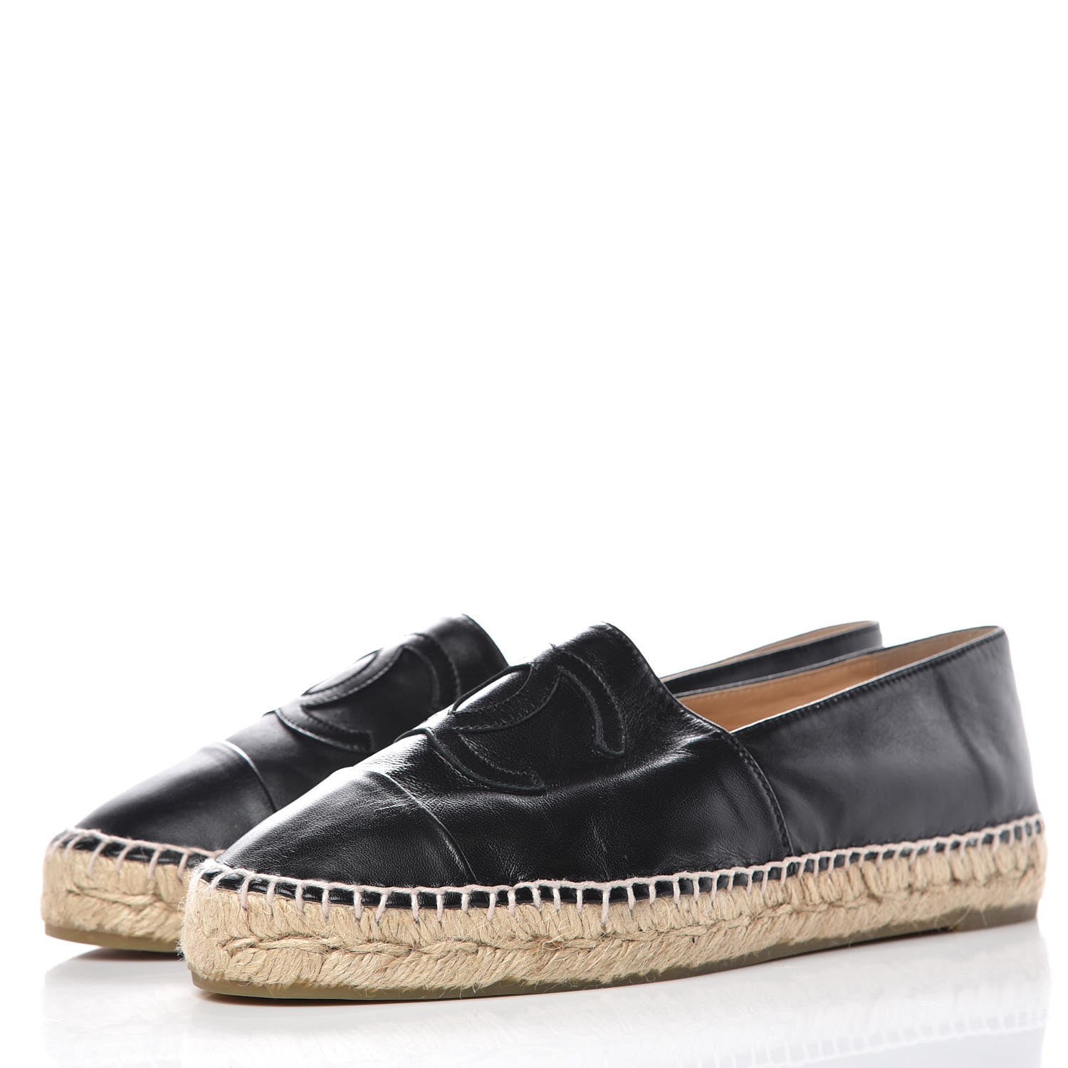 Chanel Lambskin CC Espadrilles 39 Black 3 of 12