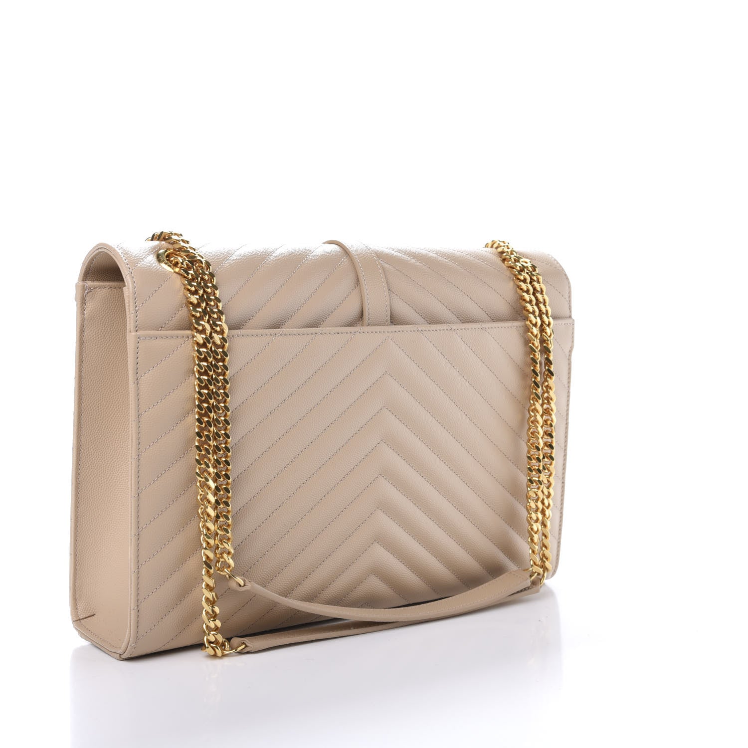 Saint Laurent Grain De Poudre Matelasse Chevron Large Monogram Satchel Nude Powder 2 of 9