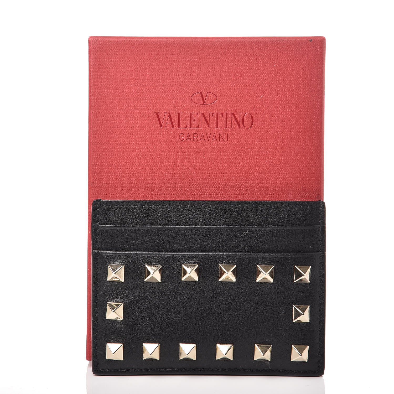 Valentino Garavani Vitello Rockstud Card Holder Black 9 of 9