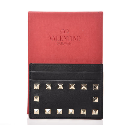 Valentino Garavani Vitello Rockstud Card Holder Black 9 of 9