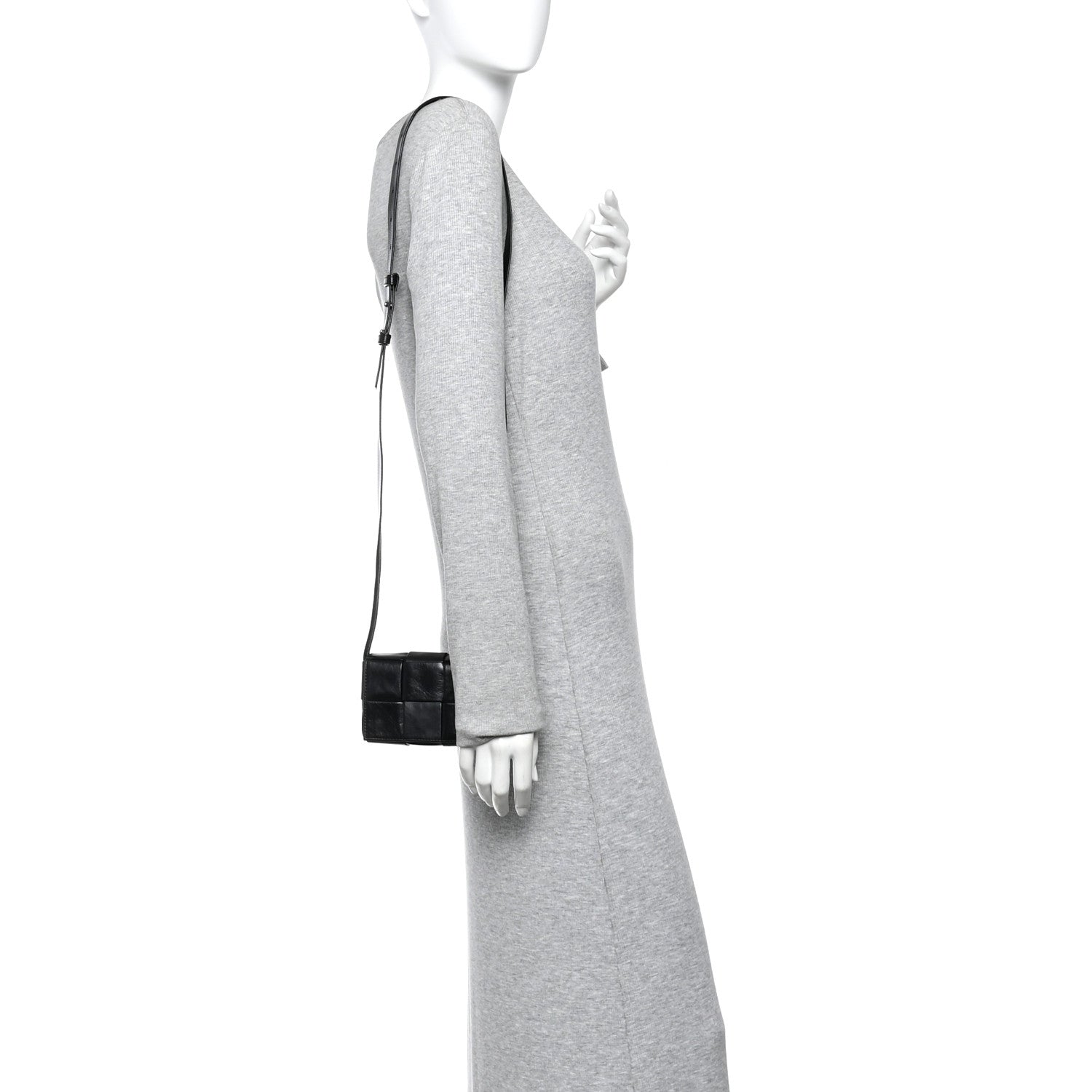 Bottega Veneta Crinkled Lambskin Maxi Intrecciato Extra Mini Cassette Crossbody Bag Black 2 of 9