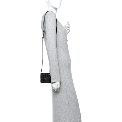 Bottega Veneta Crinkled Lambskin Maxi Intrecciato Extra Mini Cassette Crossbody Bag Black 2 of 9