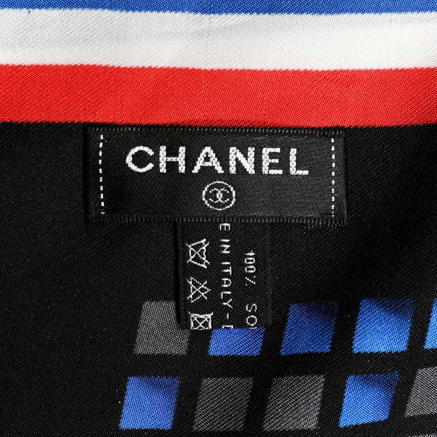 Silk CC Arrival Departures Square Scarf Blue Multicolor