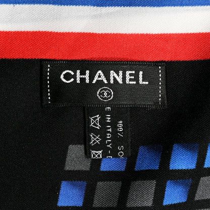 Chanel Silk CC Arrival Departures Square Scarf Blue Multicolor 4 of 4