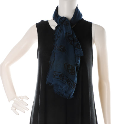 Alexander McQueen Modal Cashmere Skull Scarf Blue 2 of 5